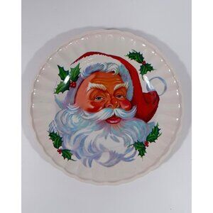 Vintage Berman Molded Ribbed Plastic Mid-Century Santa Claus Plate